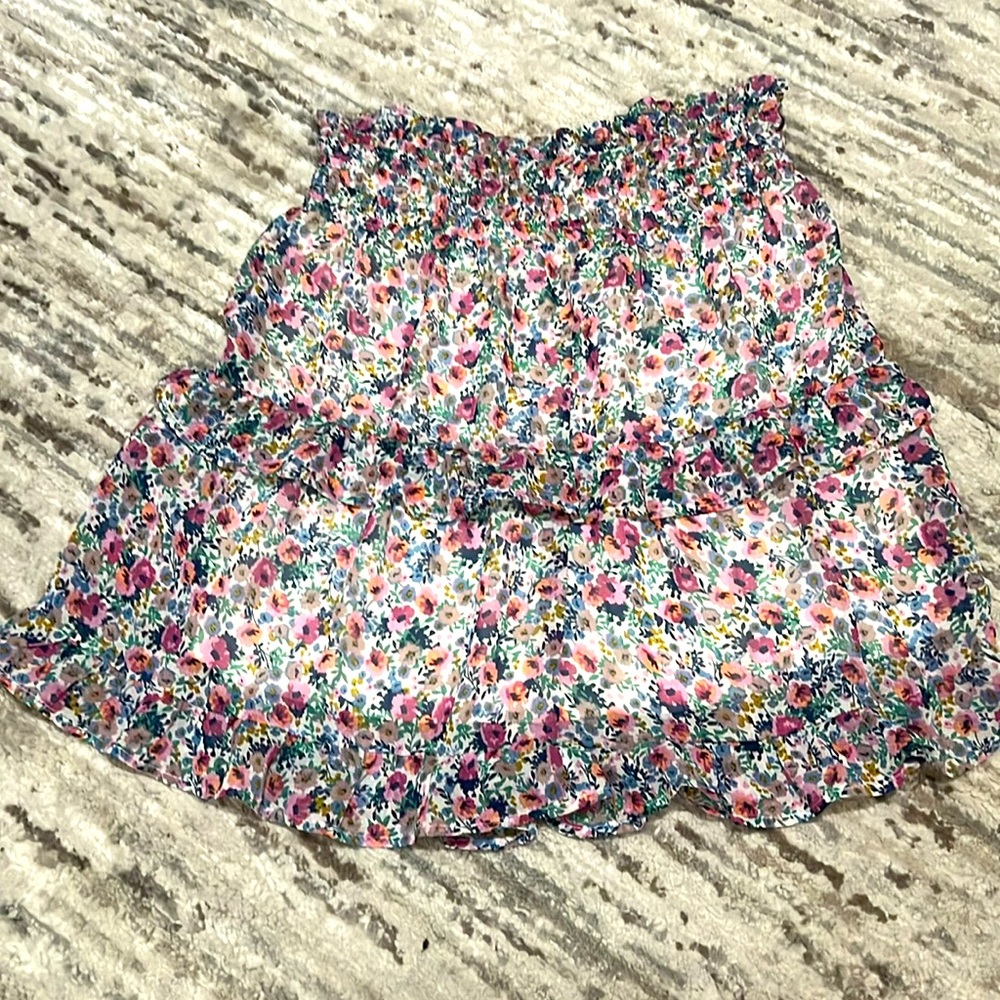 Floral ruffle chiffon short skirt
